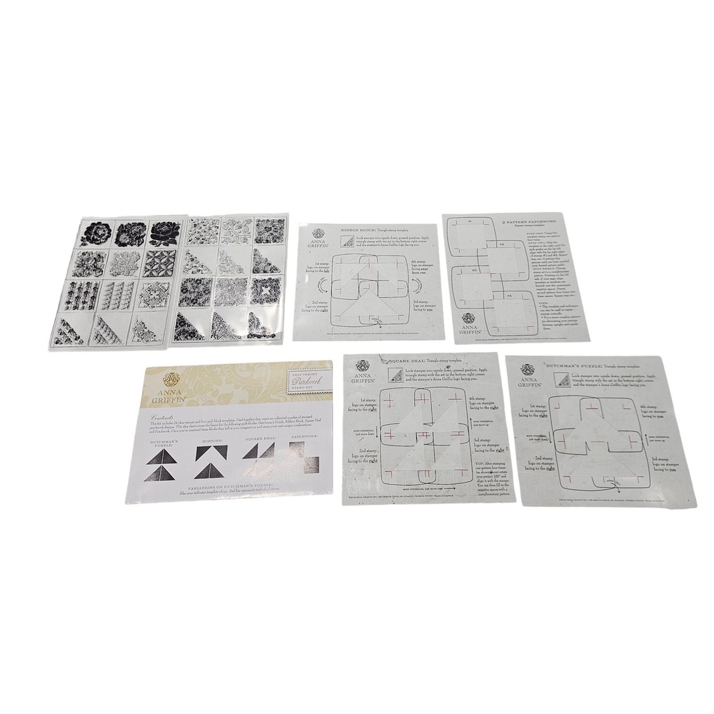 Anna Griffin Self Inking Patchwork Stamp Set 24 Clear Stamps Quilt Templates